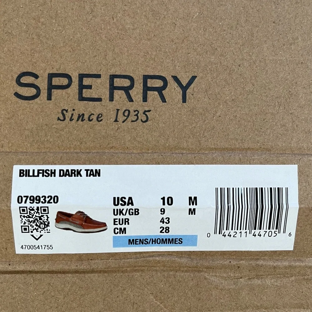 NEW SPERRY Billfish Boat Shoes - Dark Tan